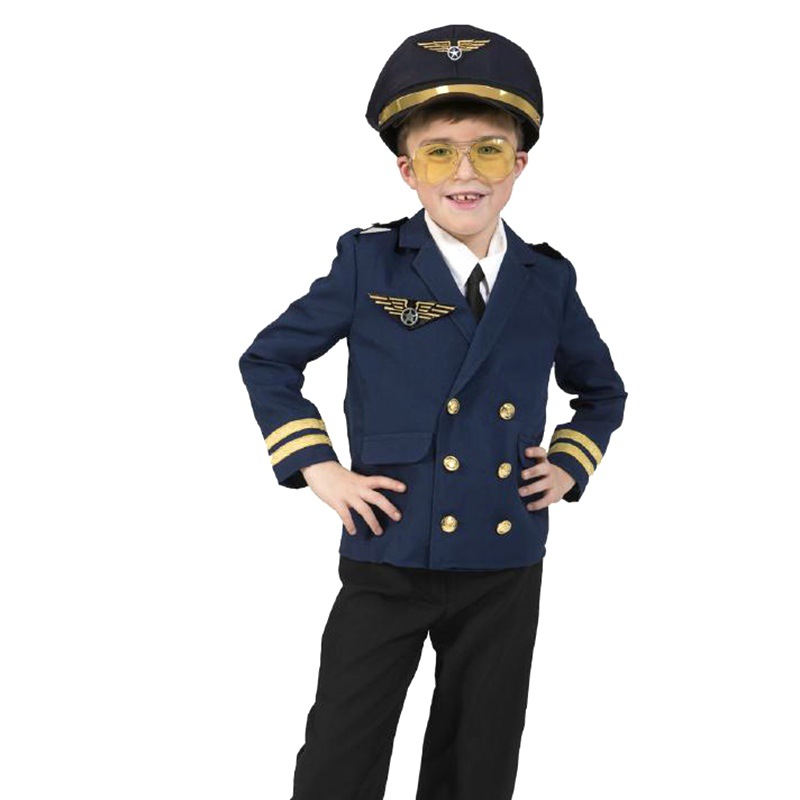 Party Games Kids - Children Halloween Costume Aircraft Captain's Uniform