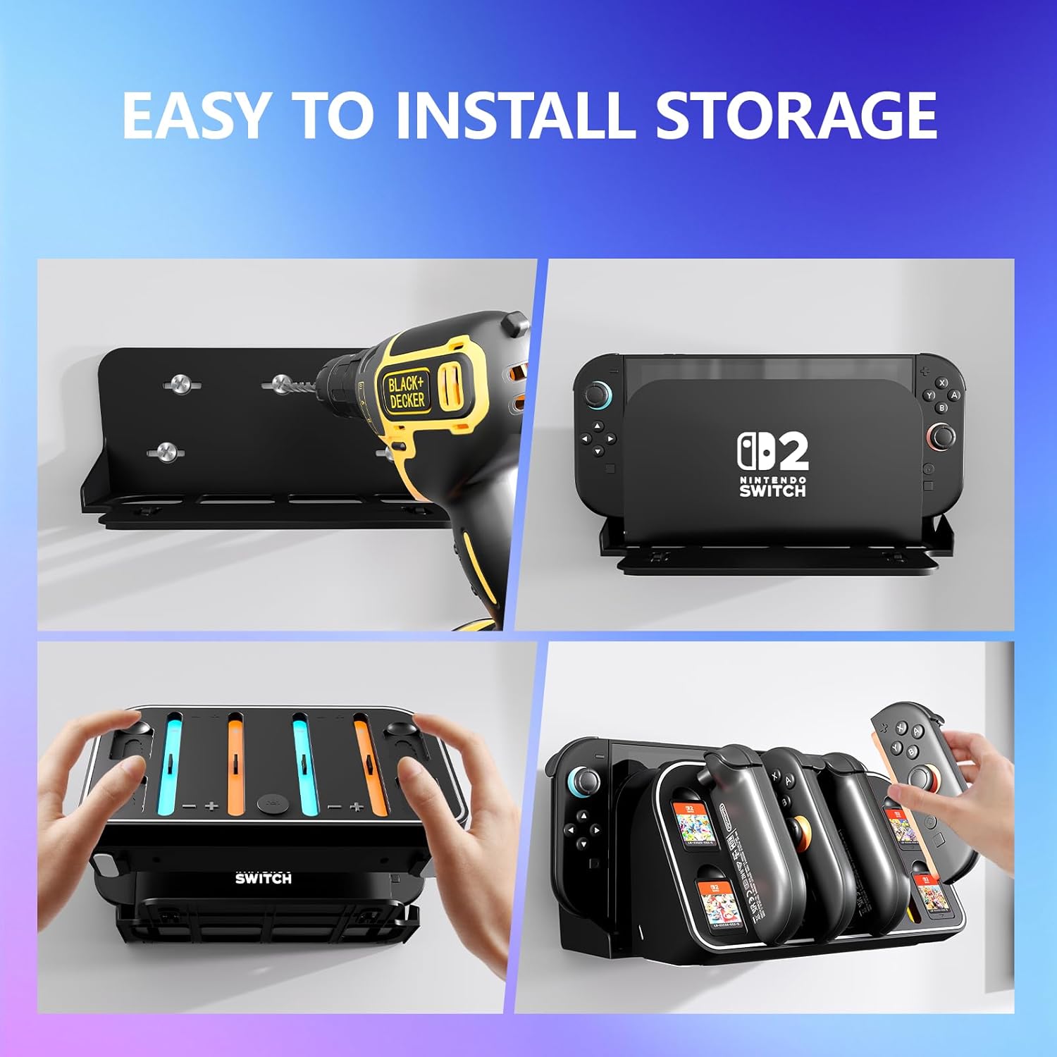 Wall Mount Charging Dock for N - Party Games Nintendo 评论和价格