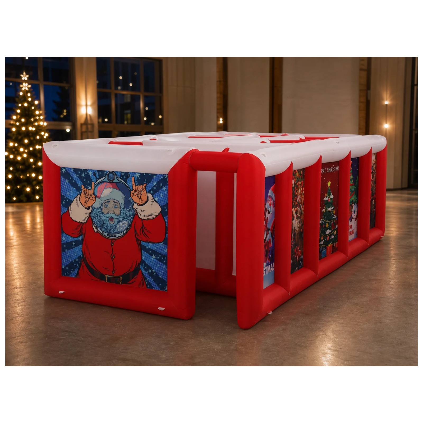 Large Red White Flat Roof Infl - Party Games Kids 评论和价格
